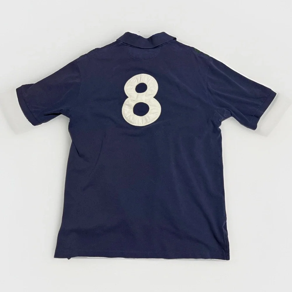Vintage Polo Ralph Lauren 1967 Crest Chevron Rugby Shirt Men's XLT Tall Navy